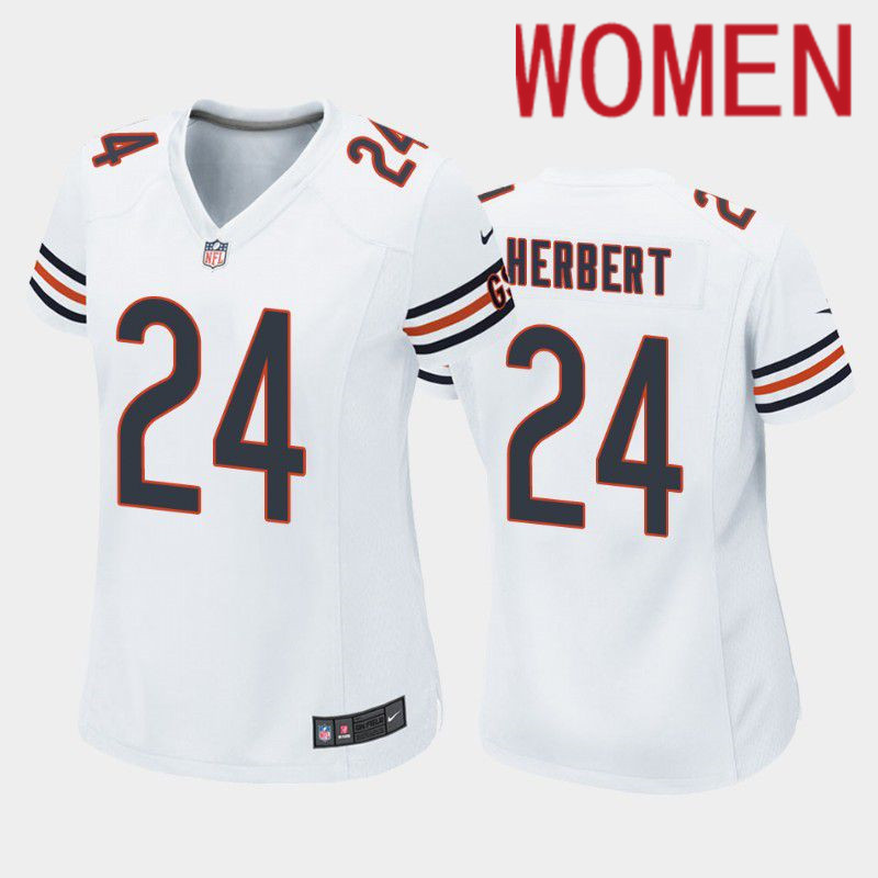 Women Chicago Bears #24 Khalil Herbert Nike White Game NFL Jersey->women nfl jersey->Women Jersey